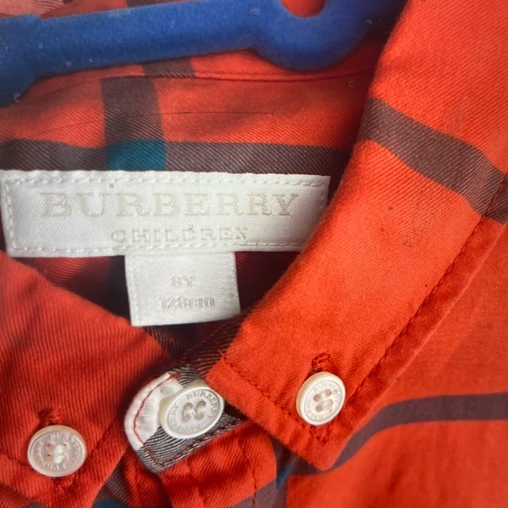 Burberry boys plaid check button long sleeve shirt material 100% cotton